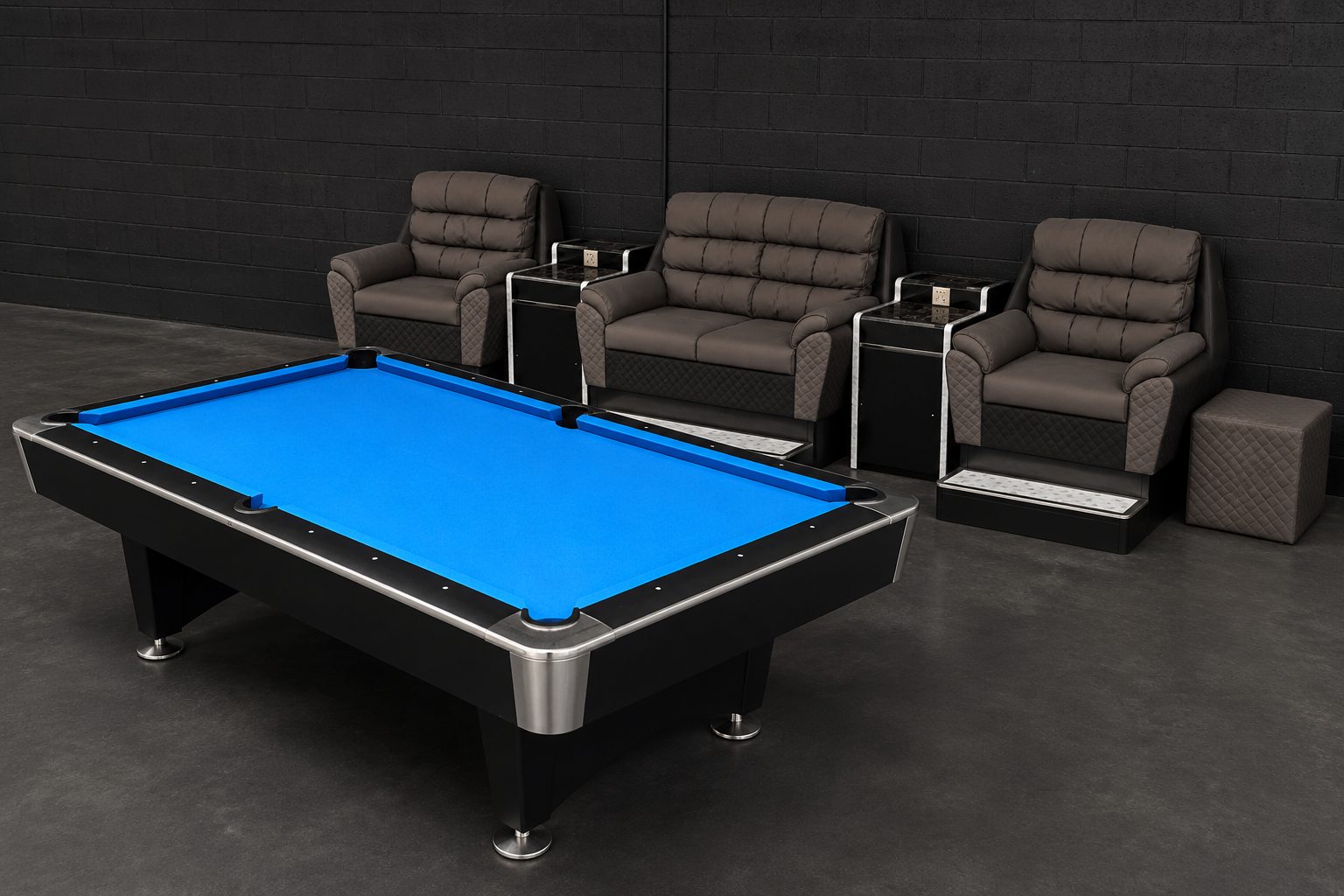 Pool table with lounge seating